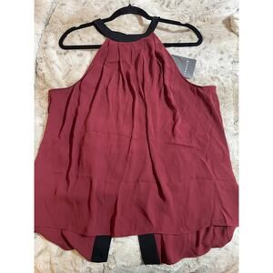 Trouve sleeveless halter blouse burgundy and black size XL NWT